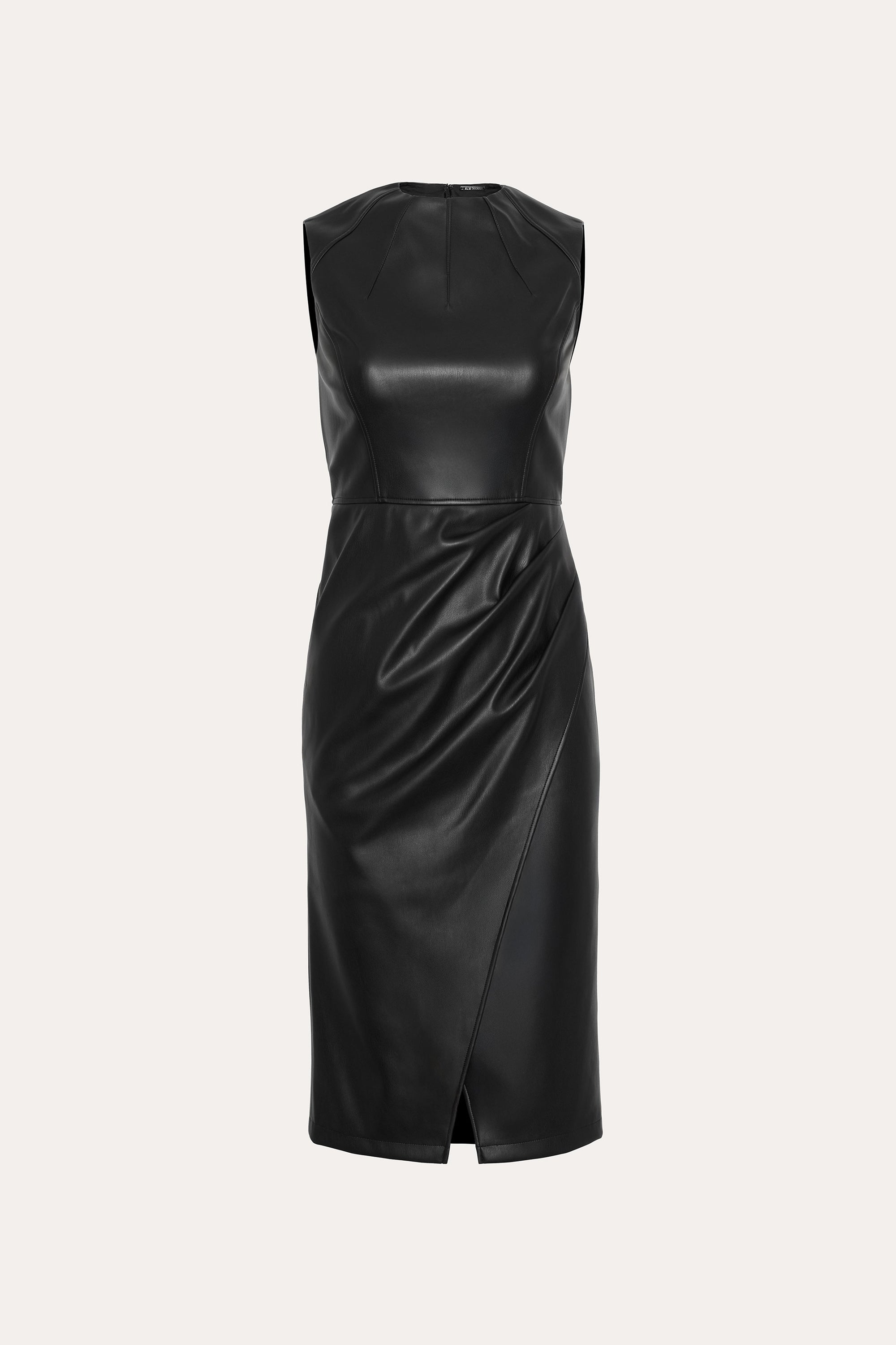 Elie Tahari E80AM604 sukienka skórzana czarna bodycon