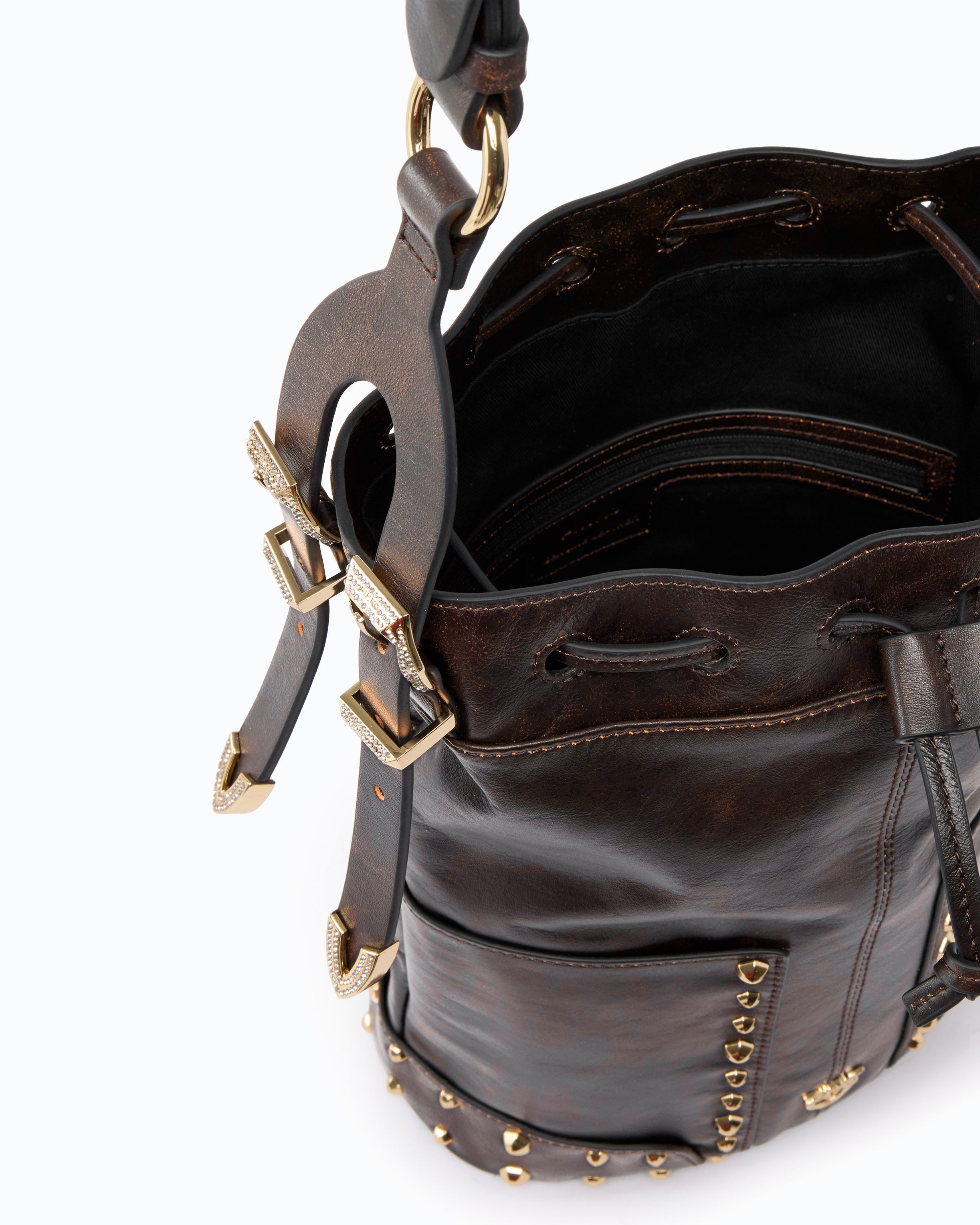 Pinko Bucket Mini Patch torebka skórzana ćwieki