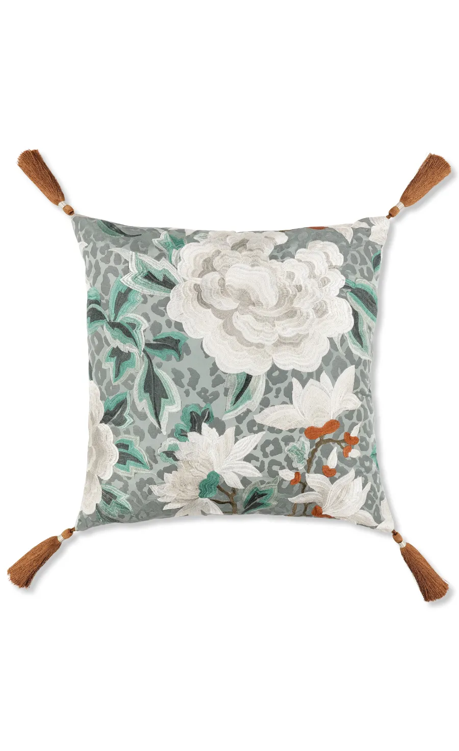 Temperley London Lavinia Cushion poduszka niebieska haft 50x50