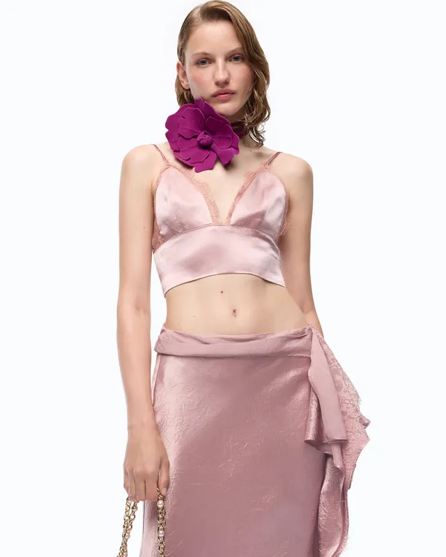 Pinko Lotus Top top gorsetowy satynowy różowy
