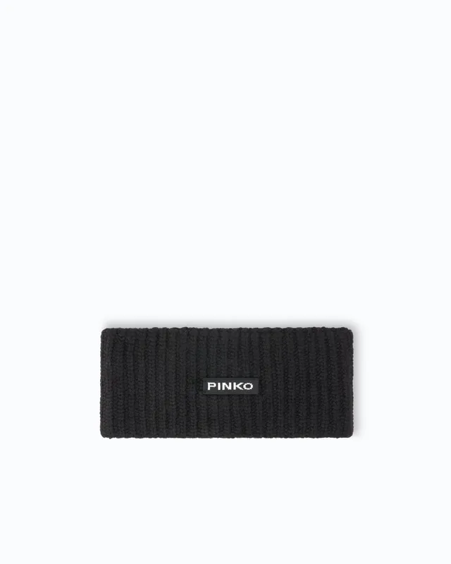 Pinko Felce Headband opaska do włosów czarna wełna