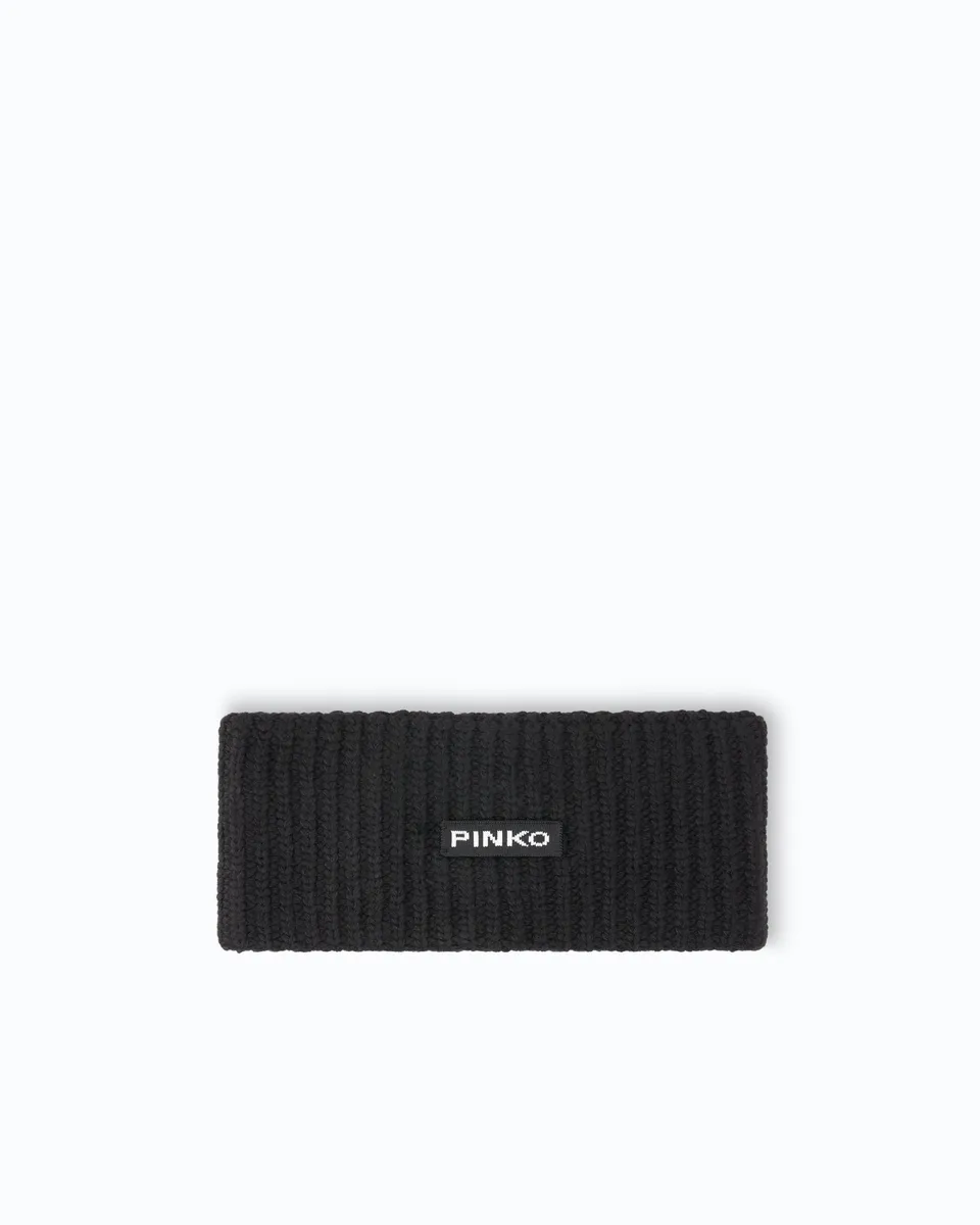 Pinko Felce Headband opaska do włosów czarna wełna