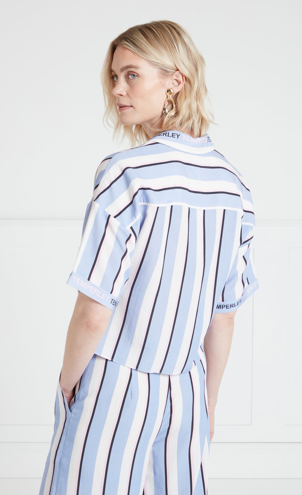 Temperley London Dominique Shirt koszula Blue Mix lyocell