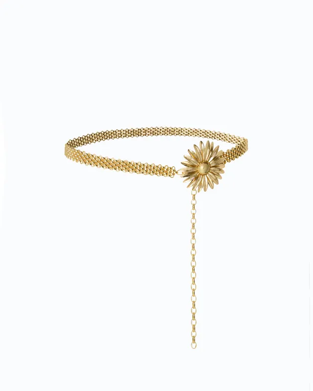 Pinko Belt Chain Flower pasek złoty 1,5 cm