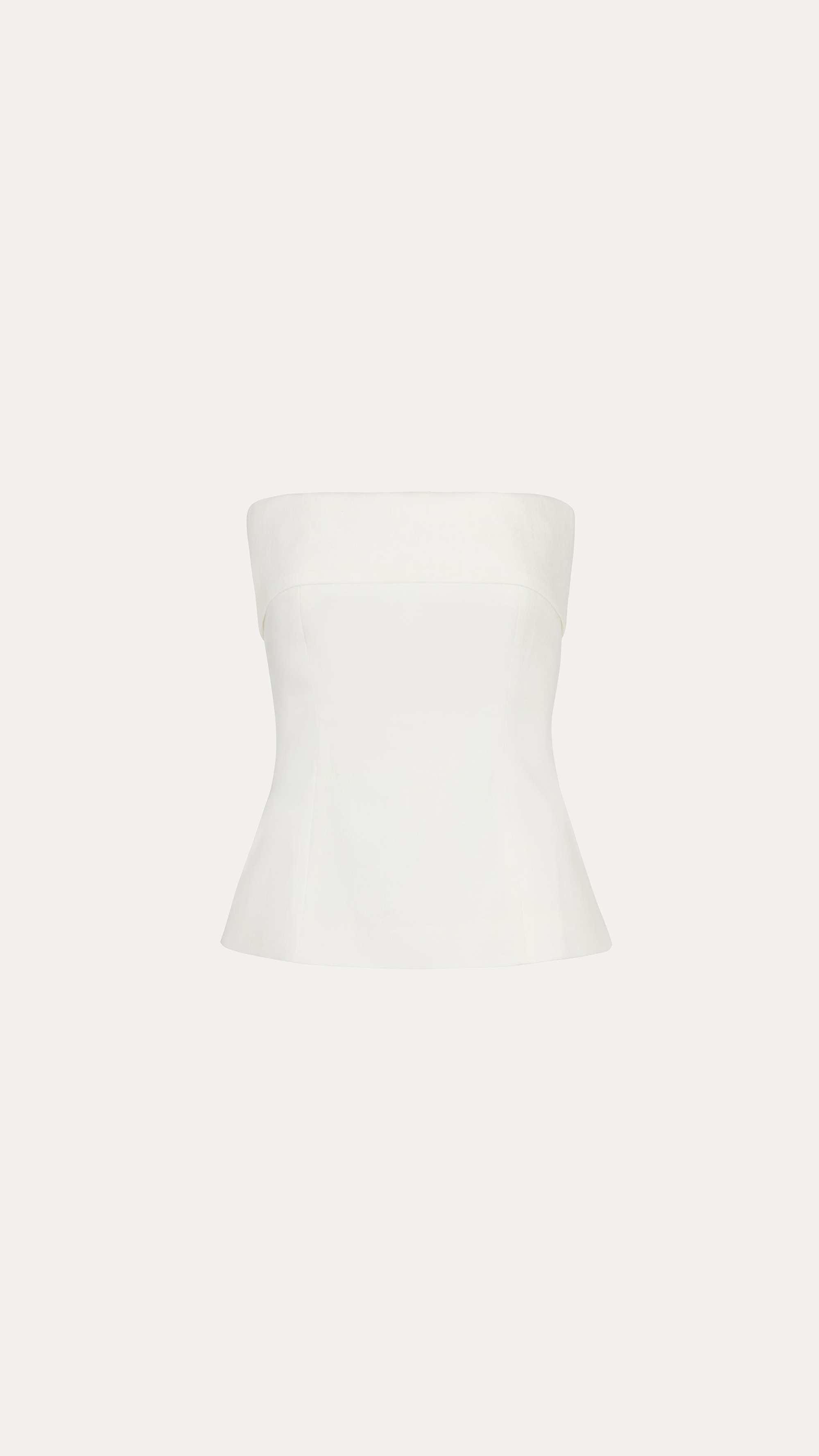 Elie Tahari Linda lniany top bez ramiączek perłowy