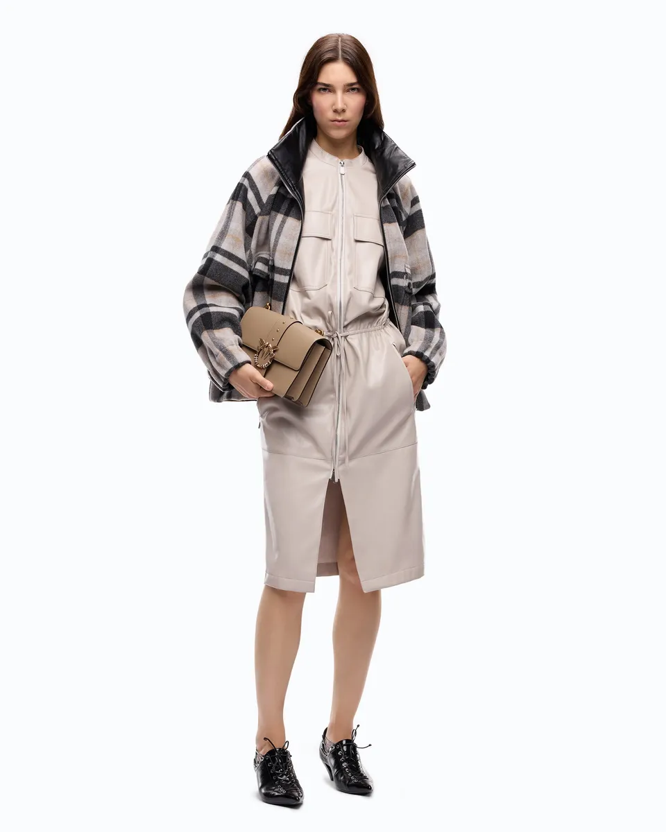 Pinko Aerides Dress sukienka midi srebrna skóropodobna