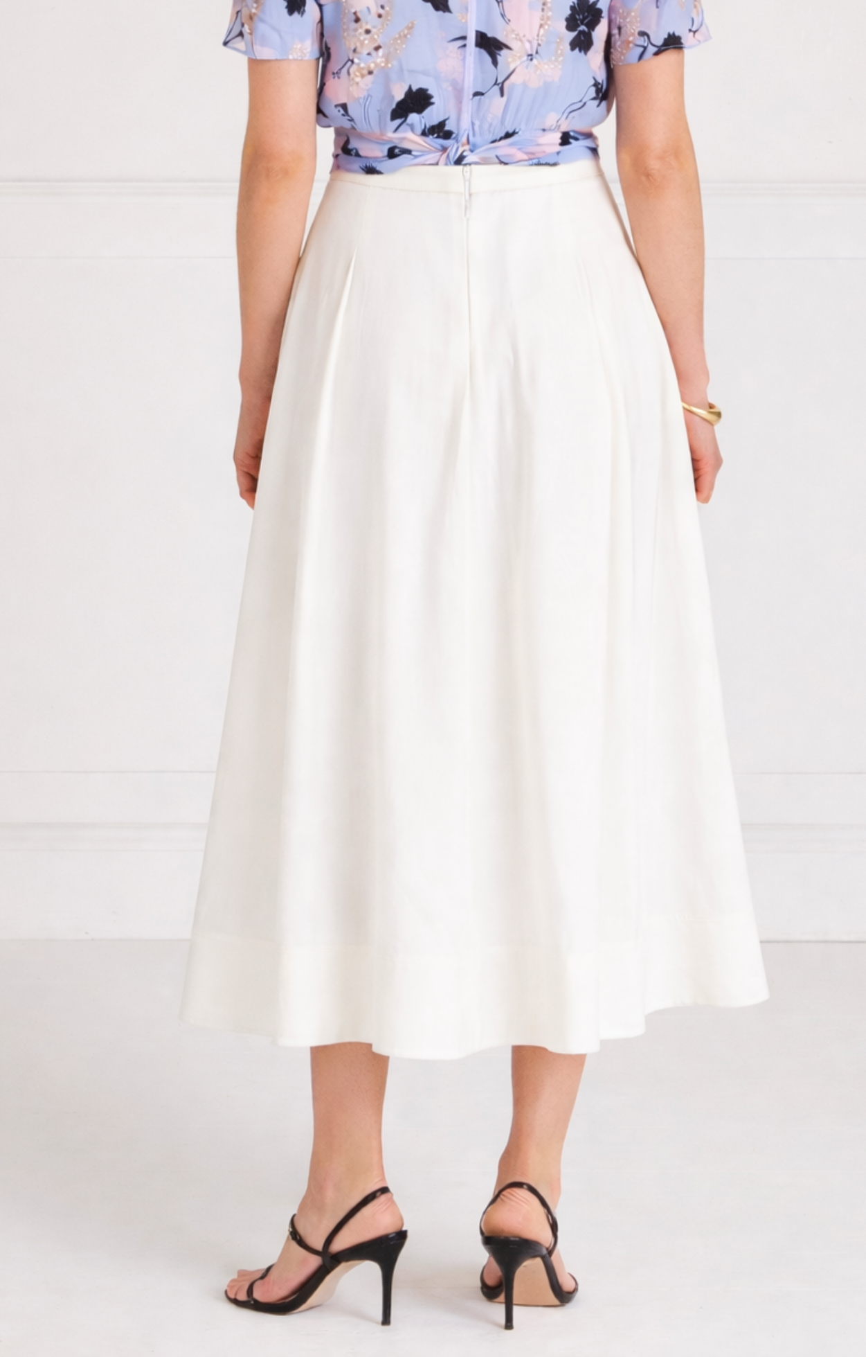 Temperley London Elodie spódnica midi ecru jedwab