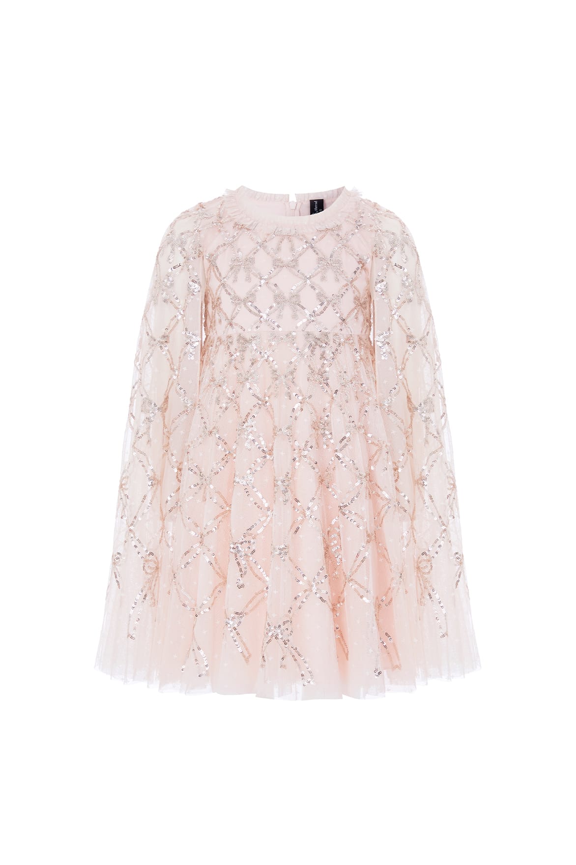 Needle & Thread Bow Lattice Cape Kids Dress sukienka Pink