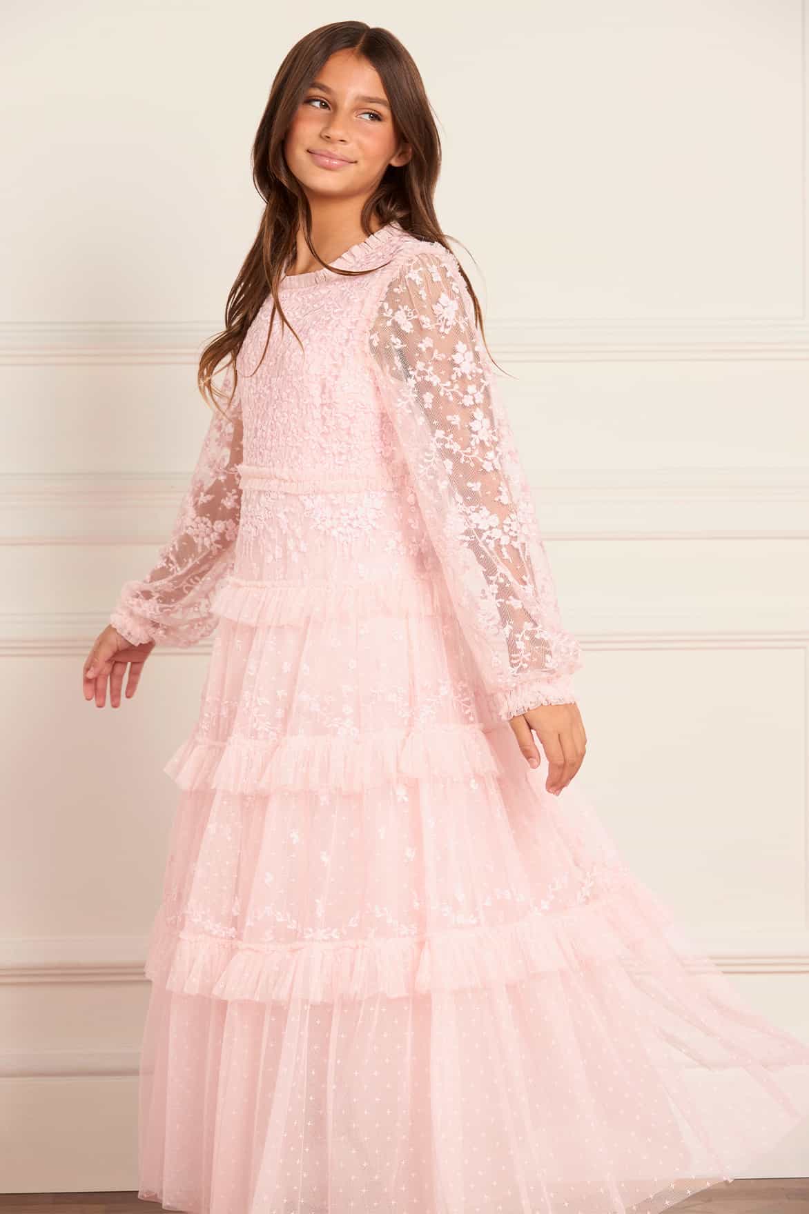 Needle & Thread Blossom Lace suknia dziecięca Pink