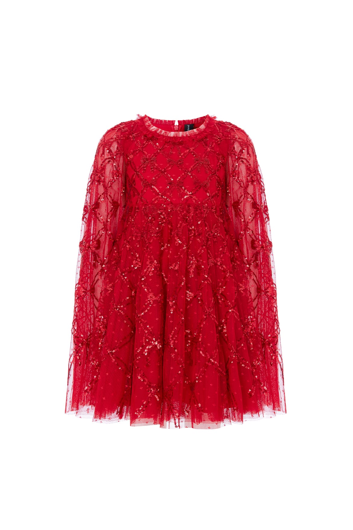 Needle & Thread Bow Lattice Cape Kids Dress sukienka czerwona
