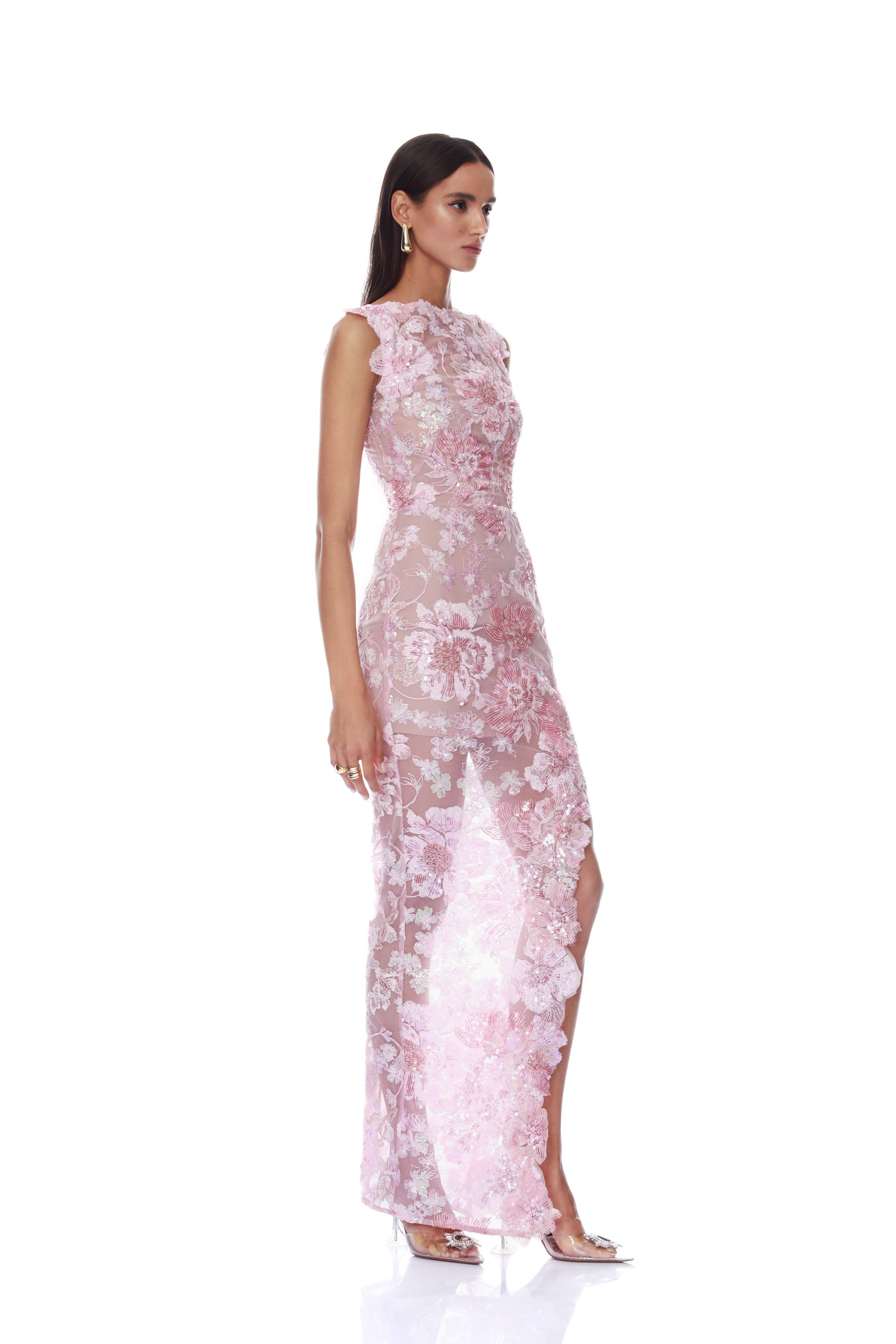 Bronx and Banco Capri Ellie sukienka maxi blush cekinowa