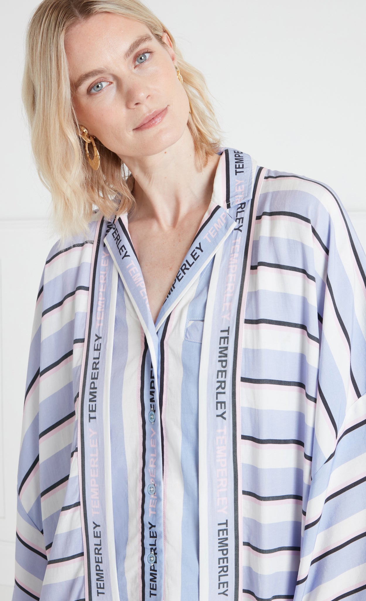Temperley London Dominique kimono blue mix lyocell