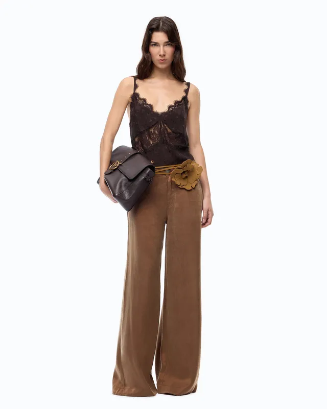 Pinko Porta Pants spodnie brązowe palazzo